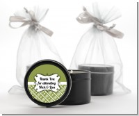 Modern Thatch Green - Black Candle Tin Favors