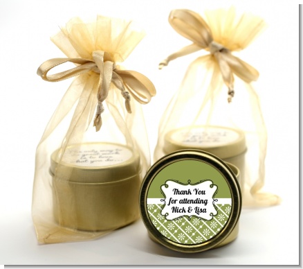 Modern Thatch Green -  Gold Tin Candle Favors