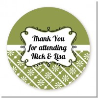 Modern Thatch Green - Personalized Everyday Party Round Sticker Labels