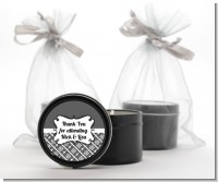 Modern Thatch Grey - Black Candle Tin Favors