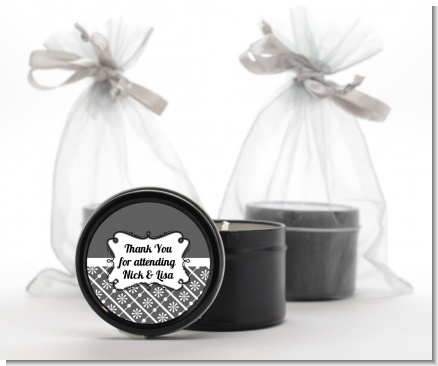 Modern Thatch Grey -  Black Candle Tin Favors