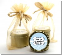 Modern Thatch Light Blue - Gold Tin Candle Favors