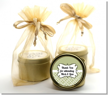 Modern Thatch Olive -  Gold Tin Candle Favors