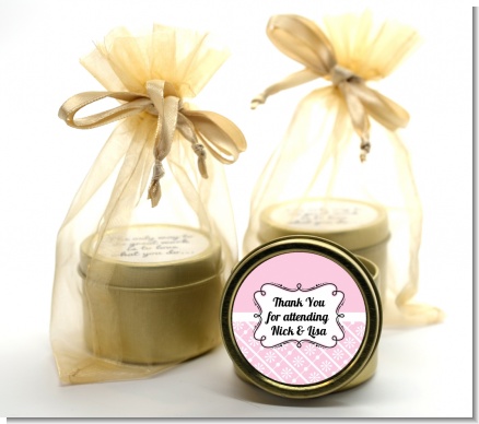 Modern Thatch Pink -  Gold Tin Candle Favors