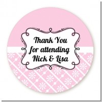 Modern Thatch Pink - Personalized Everyday Party Round Sticker Labels