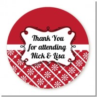 Modern Thatch Red - Personalized Everyday Party Round Sticker Labels