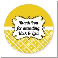 Modern Thatch Yellow - Personalized Everyday Party Round Sticker Labels
