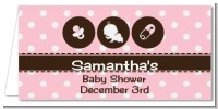 Modern Baby Girl Pink Polka Dots - Personalized Baby Shower Place Cards