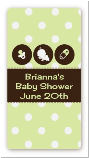 Modern Baby Green Polka Dots - Custom Rectangle Baby Shower Sticker/Labels