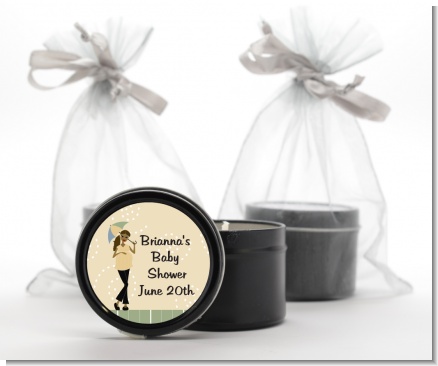 Mod Mom African American - Baby Shower Black Candle Tin Favors