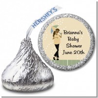 Mod Mom African American - Hershey Kiss Baby Shower Sticker Labels