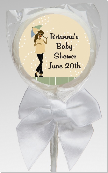 Mod Mom African American - Personalized Baby Shower Lollipop Favors