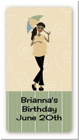 Mod Mom African American - Custom Rectangle Baby Shower Sticker/Labels