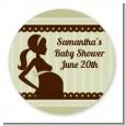 Mommy Silhouette It's a Baby - Round Personalized Baby Shower Sticker Labels thumbnail