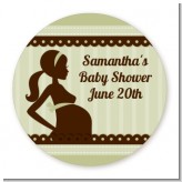 Mommy Silhouette It's a Baby - Round Personalized Baby Shower Sticker Labels