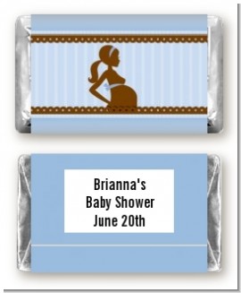 Mommy Silhouette It's a Boy - Personalized Baby Shower Mini Candy Bar Wrappers