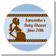 Mommy Silhouette It's a Boy - Round Personalized Baby Shower Sticker Labels thumbnail