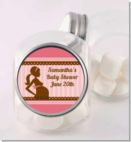 Mommy Silhouette It's a Girl - Personalized Baby Shower Candy Jar