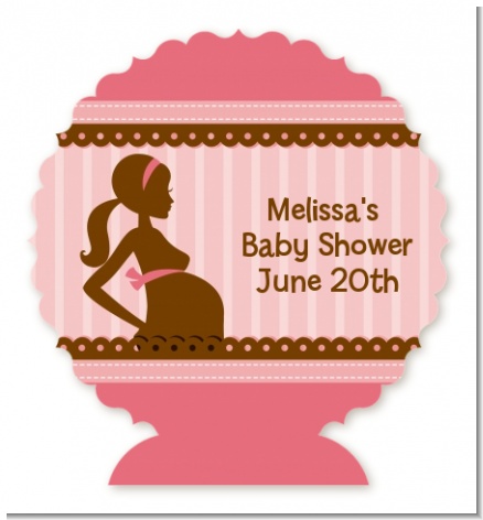 Mommy Silhouette It's a Girl - Personalized Baby Shower Centerpiece Stand