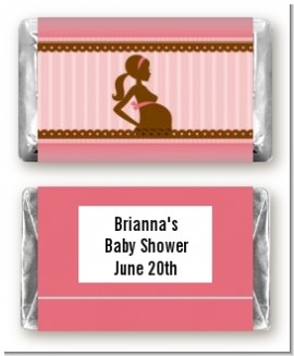 Mommy Silhouette It's a Girl - Personalized Baby Shower Mini Candy Bar Wrappers