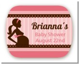 Mommy Silhouette It's a Girl - Personalized Baby Shower Rounded Corner Stickers