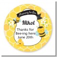 Mommy To Bee - Round Personalized Baby Shower Sticker Labels thumbnail