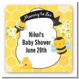 Mommy To Bee - Square Personalized Baby Shower Sticker Labels thumbnail