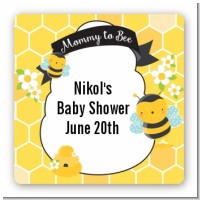 Mommy To Bee - Square Personalized Baby Shower Sticker Labels