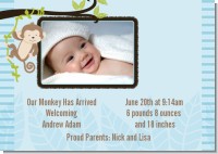 Monkey Boy - Birth Announcement Photo Card