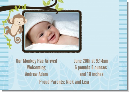 Monkey Boy - Birth Announcement Photo Card