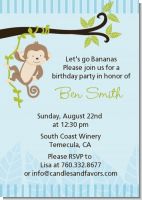 Monkey Boy - Birthday Party Invitations