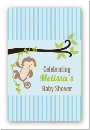 Monkey Boy - Custom Large Rectangle Baby Shower Sticker/Labels