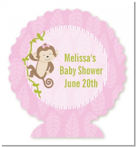 Monkey Girl - Personalized Baby Shower Centerpiece Stand