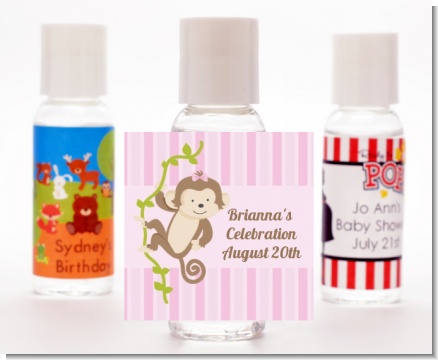 Monkey Girl - Personalized Baby Shower Hand Sanitizers Favors