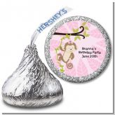 Monkey Girl - Hershey Kiss Birthday Party Sticker Labels