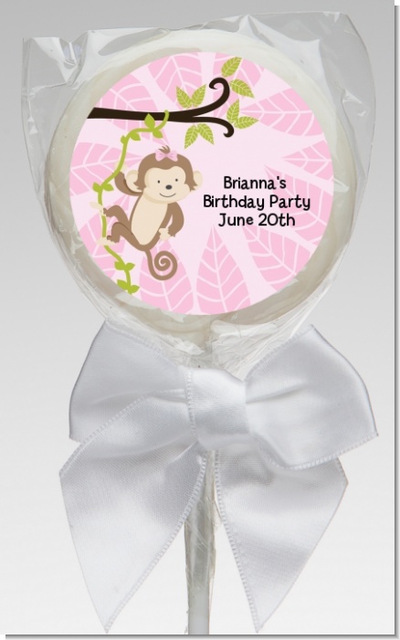 Monkey Girl - Personalized Birthday Party Lollipop Favors