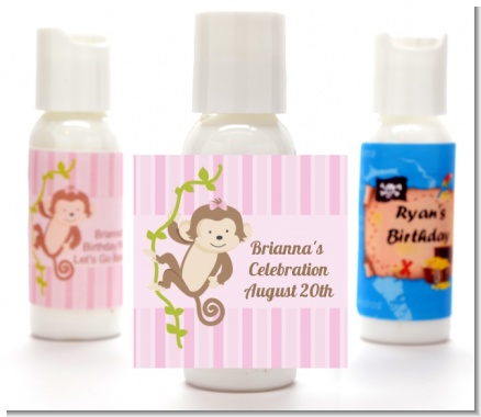 Monkey Girl - Personalized Baby Shower Lotion Favors