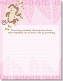 Monkey Girl - Baby Shower Notes of Advice