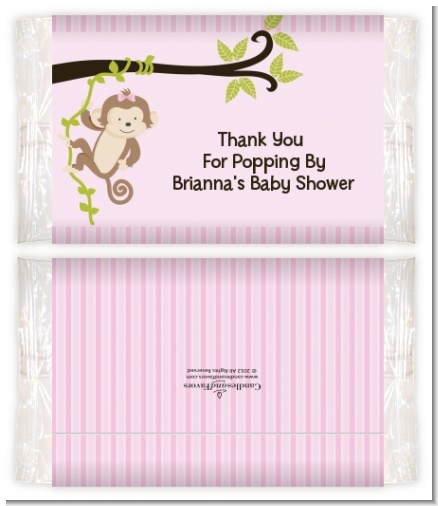 Monkey Girl - Personalized Popcorn Wrapper Baby Shower Favors