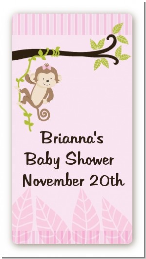Monkey Girl - Custom Rectangle Baby Shower Sticker/Labels