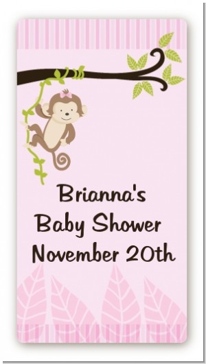 Monkey Girl - Custom Rectangle Baby Shower Sticker/Labels