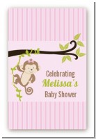Monkey Girl - Custom Large Rectangle Baby Shower Sticker/Labels