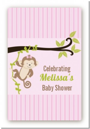 Monkey Girl - Custom Large Rectangle Baby Shower Sticker/Labels