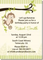 Monkey Neutral - Birthday Party Invitations