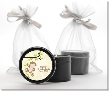 Monkey Neutral - Baby Shower Black Candle Tin Favors