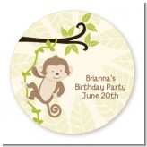 Monkey Neutral - Round Personalized Birthday Party Sticker Labels