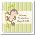 Monkey Neutral - Square Personalized Baby Shower Sticker Labels thumbnail
