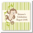 Monkey Neutral - Square Personalized Baby Shower Sticker Labels thumbnail