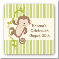 Monkey Neutral - Square Personalized Baby Shower Sticker Labels