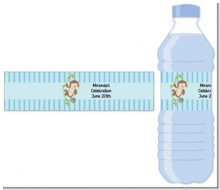 Monkey Boy - Personalized Baby Shower Water Bottle Labels